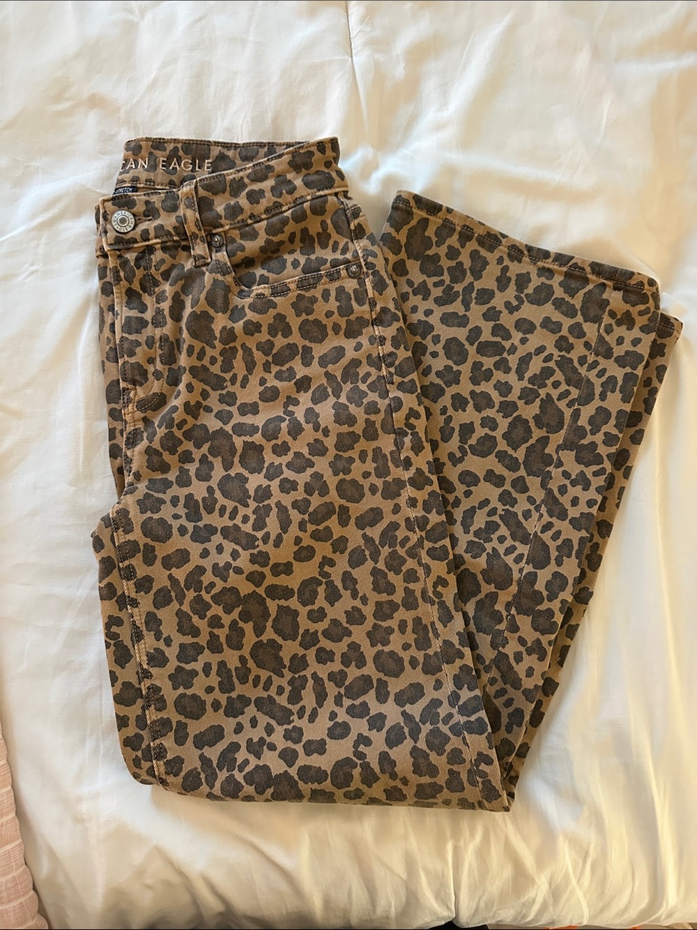 American Eagle Outfitters Brown Leopard Print Straight Leg Jeans